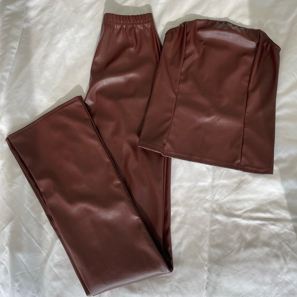 PLT Chocolate Brown Leather 2 piece set